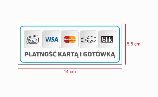 PLATBA KARTOU A HOTOVOSŤ PLATBA TAXI PREDAJŇA POKLADNA 14 cm x 5,5 cm