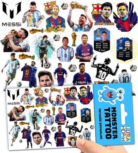 UMÝVAJÚCE DOČASNÉ TETOVANIE PRE DETI LIONEL MESSI ORIGINÁLNE DIZAJNY