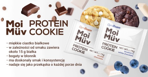PROTEIN CAKE FIT PROTEIN SNACK GymBeam 75g čučoriedková biela čokoláda