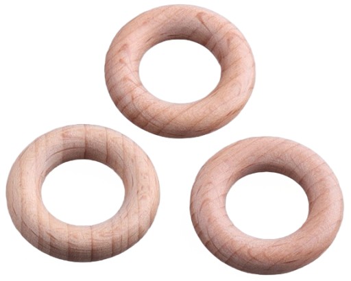 Drevený krúžok na makramé závesovú tyč BUK 30mm 5 ks
