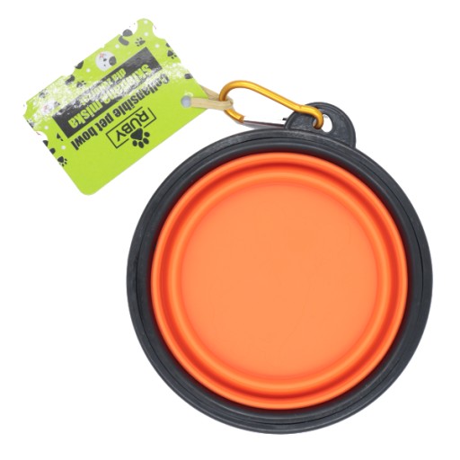 RUBY skladacia miska pre domáce zvieratá pre psa a mačku 250 ml oranžová
