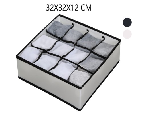 ORGANIZÁTOR ZÁSUVKY S 12 PRIHORKAMI 32x12x32 cm ČIERNO-BIELY