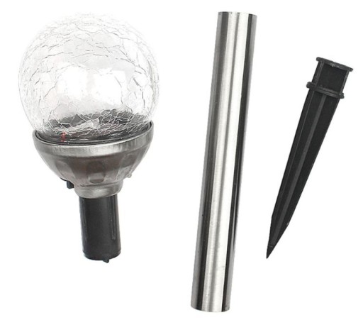 Záhradné solárne svietidlo KULA z matného SKLA, 2 LED, biela/farba P-482