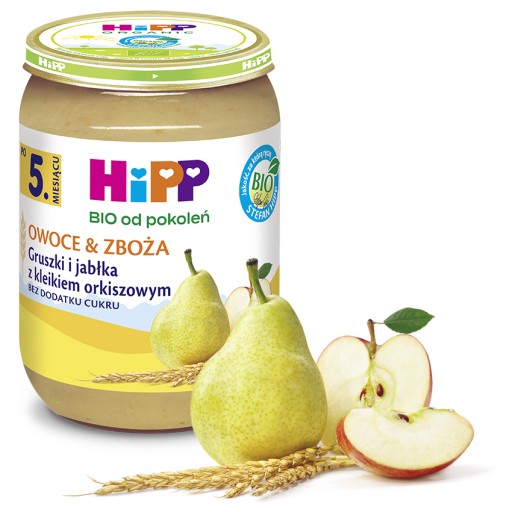 HiPP Hrušky a jablká, BIO špaldová kaša, 190g