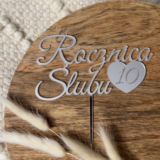 Výročie svadby s ľubovoľným číslom Topper 13cm Strieborné plexi zrkadlo
