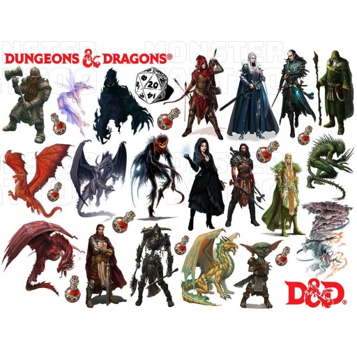 UMÝVAJÚCE DOČASNÉ TETOVANIE PRE DETI PÔVODNÉ VZORY DUNGEONS & DRAGOS