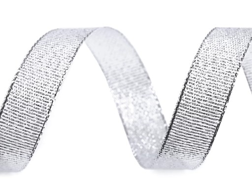 Stuha trblietavá páska 15mm 22m strieborná