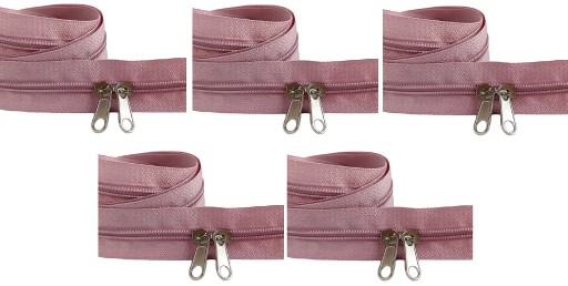Špirálový zips 5 mm zips DIRTY PINK 5 metrov + 10 zipsov
