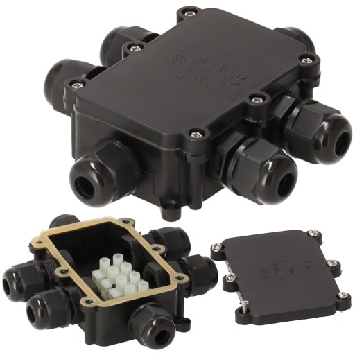 Hermetický elektrický box s tlmivkami 6x IP68 Vonkajší s kockou.