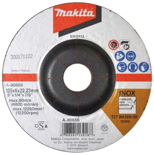 MAKITA A-80656 INOX BRÚSNY KOTÚČ 125mm x 6mm