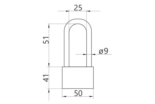 Visiaci zámok na bránu 50mm dlhé oko M&D KZE-50L