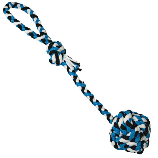 Hračka pre psa SZARPAK pletená loptička LARGE 8cm x 50cm XL