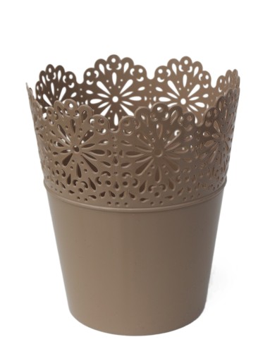 Obal na kvetináč, miska, 145mm, CAPPUCCINO KRAJKA2