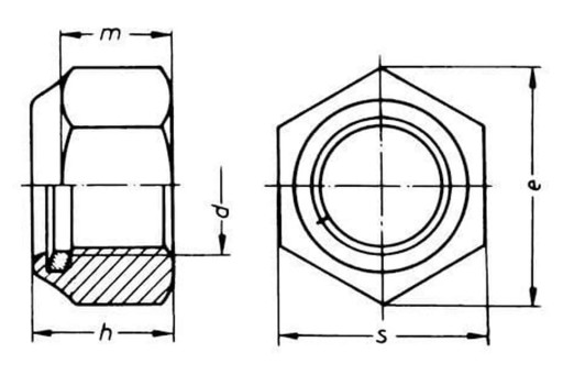 9826 Šesťhranná samosvorná matica, vysoká oceľ, pozinkovaná, trieda 8 M6 x 1,0