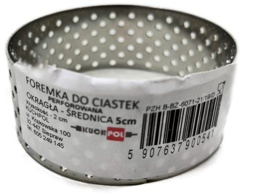 Perforovaný okraj, priemer 5 cm, tortová forma