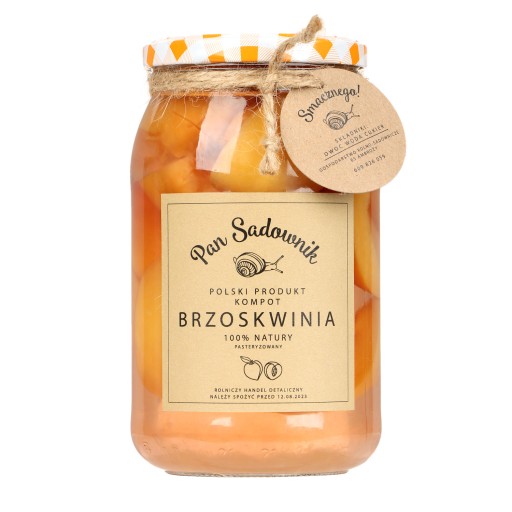 Broskyňový kompót 900 ml Pan Sadownik LOW-SLADK