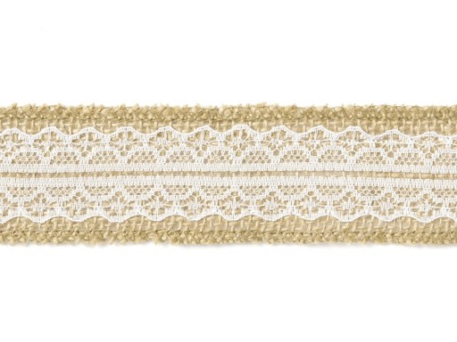 Jutová stuha s čipkou jutová stuha 4cm x 5m TJ4-4