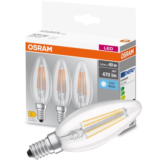 Žiarovky Osram Ledvance 4W=40W 4000K LED B40 E14 x3