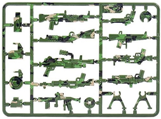 CAMOUFLAGE ZBRANE 1080 herná sada stavebnice armádne zbrane figúrky pištole