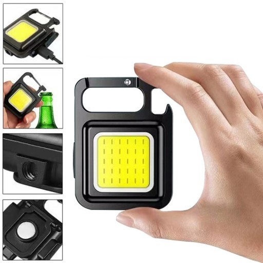 VÝKONNÁ MINI LED VRECKOVÁ LAMPA + DRŽIAK NA NOŽNIČKU S MAGNETOVÝM OTVÁRAČOM KĽÚČOV