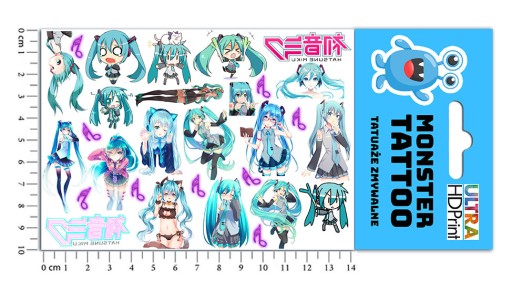 MEGA SADA NÁLEPOK + KVALITNÉ TETOVANIE HATSUNE MIKU