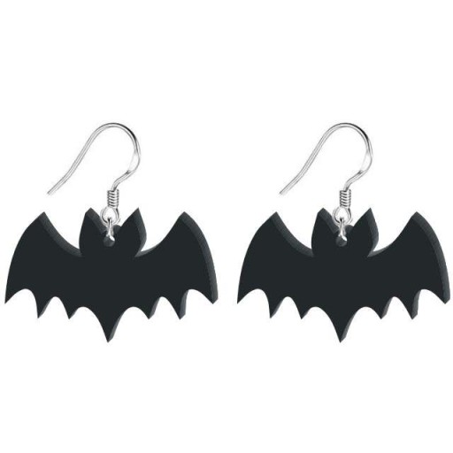Náušnice BAT, čierny akryl HALLOWEEN Deň svätého Ondreja, netopery, 2 ks