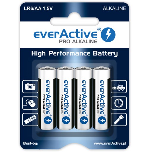 4X VÝKONNÉ EVERAKTÍVNE ALKALICKÉ BATÉRIE LR6 R6 AA