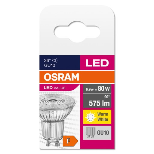 OSRAM HALOGEN GU10 LED žiarovka 6,9W 80W 3000K