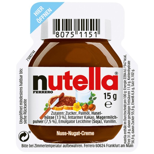Čokoládová nátierka Nutella Ferrero na chlebíčky 15g na chlebíček