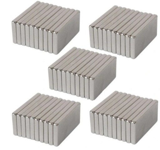 SILNÉ PLOCHÉ NEODYMIOVÉ MAGNETY NEODYMOVÉ MAGNETY 12x4x1,5MM SADA 10ks