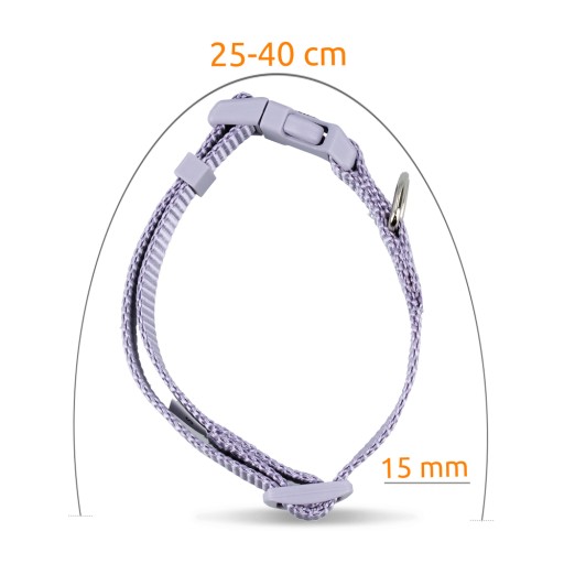 Prémiový obojok, pre psov, svetlý lila, S: 25–40 cm/15 mm