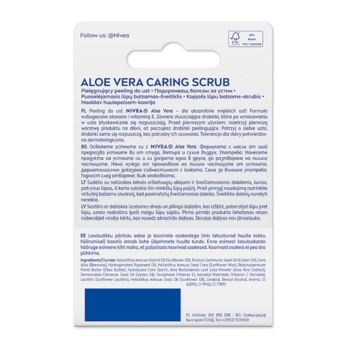 NIVEA Aloe ošetrujúci peeling na pery tyčinka 4,8 g