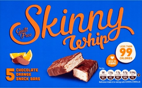 1x100g SKINNY WHIP Pomarančové čokoládové tyčinky UK