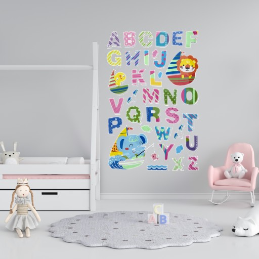 3D NÁLEPKY NA STENU PRE DETI ZVIERATKÁ ABECEDA - FAREBNÉ A NÁUČNÉ