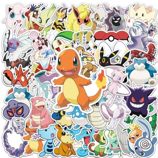 Nálepky Pokémon s Pikachu Sada 50 kusov v kufríku Nálepky pre dieťa ako darček