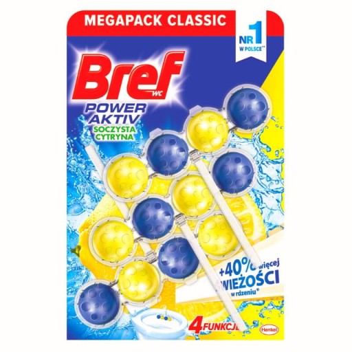 Bref Power Aktiv - Set, 3 WC bloky - Citrón