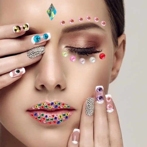 NÁLEPKY KRIŠTÁĽOV FACE ZIRCONIA DIAMANTS 3D MAKEUP EYES