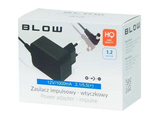 12V ZÁSUVNÝ ZDROJ PRE LED KAMERY, IMPULZNÁ 1A 2,1/5,5 UHOLOVÁ ZÁSTRČKA