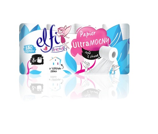 Toaletný papier Elfi Ultra Strong, bez zápachu, 2-vrstvový, 8 kotúčov
