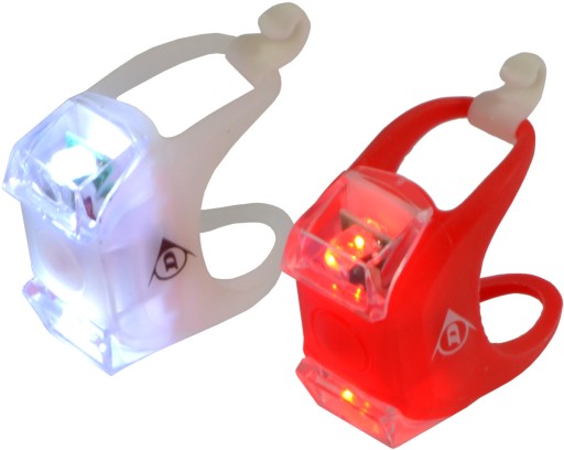 Sada silikónových LED BICYKLOVÝCH LAMP predných a zadných DUNLOP
