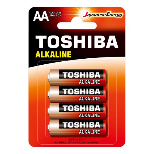 4x alkalické batérie TOSHIBA FINGERS LR6 AA