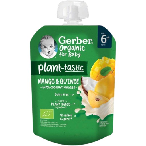 Ovocná pena Dezert pre deti Mango dule Kokosová pena 6 m+ 80 g Gerber Bio