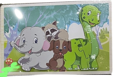 DREVENÉ ZVIERATKÁ PUZZLE 8 veľkých dielov 1970/1/2