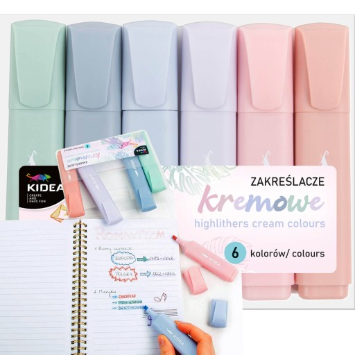 ZVÝRAZŇOVAČE ZNAČOVAČE KRÉMOVÉ PERÁ 6 FARIEB KIDEA
