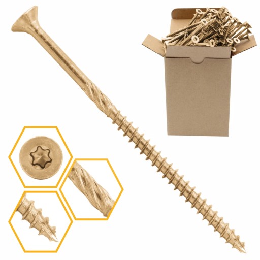 TESÁRSKE SKRUTKY DO DREVA 6x90 TAPERED TORX 100 ks WT-60090 AZMET