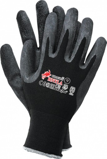 Nylonové rukavice potiahnuté latexom, veľkosť 9 Reis