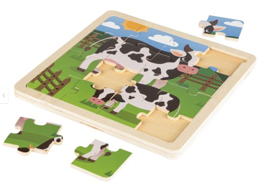 DREVENÉ PUZZLE VZDELÁVACIE BLOKY PRE DETI KRÁVKY 3+