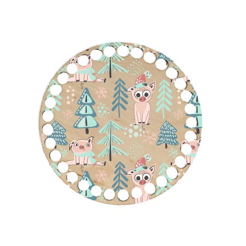 BSZ659-UV Podstavec košíka - potlač, kruh 15 cm - zimný