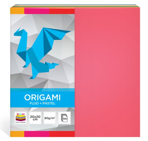 Origami 20x20 fluo a pastel 100 listov