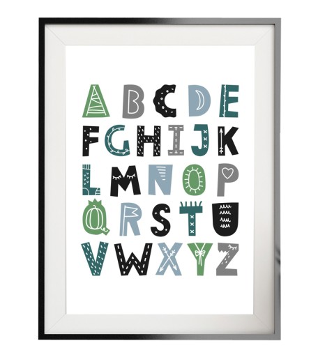 Grafický plagát pre deti s písmenami abecedy A3
